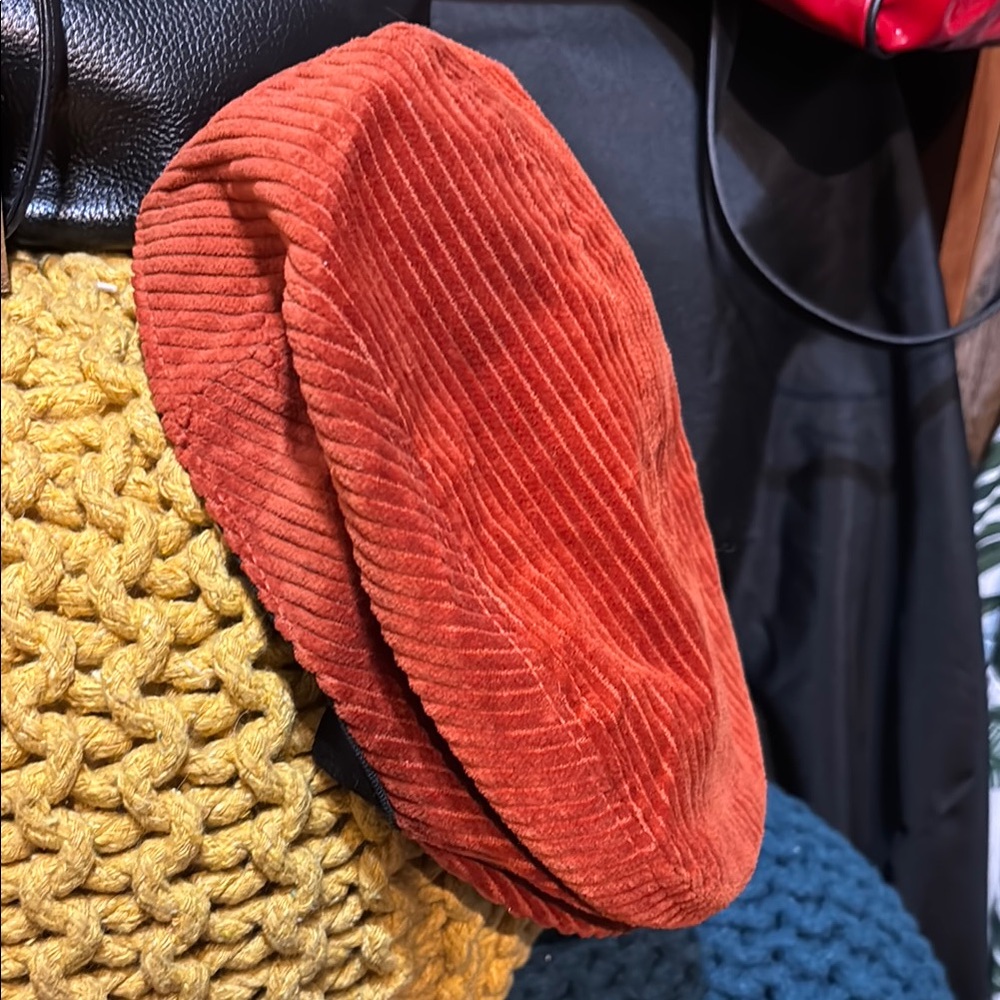 Orange Corduroy Beret